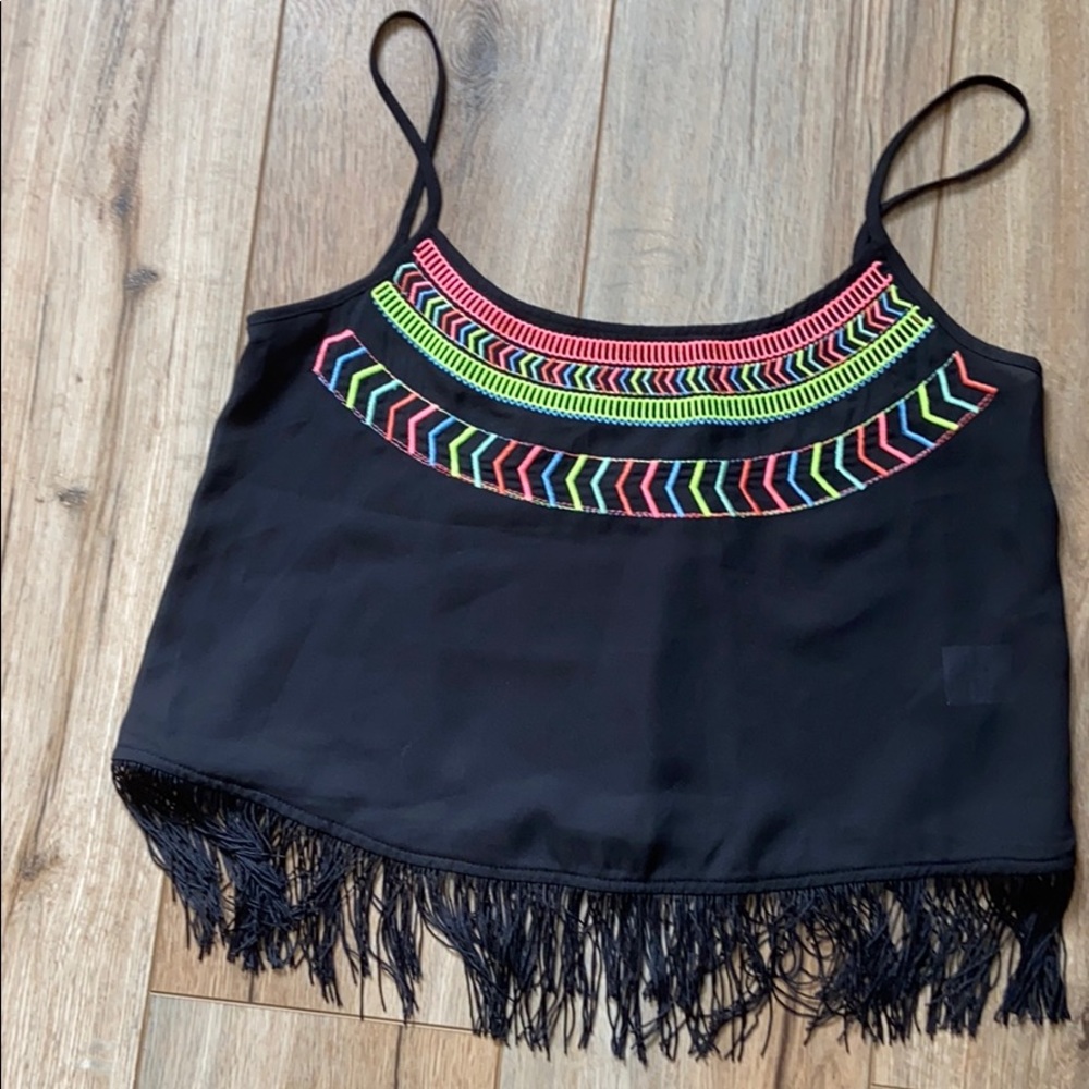 Black fringe tank top